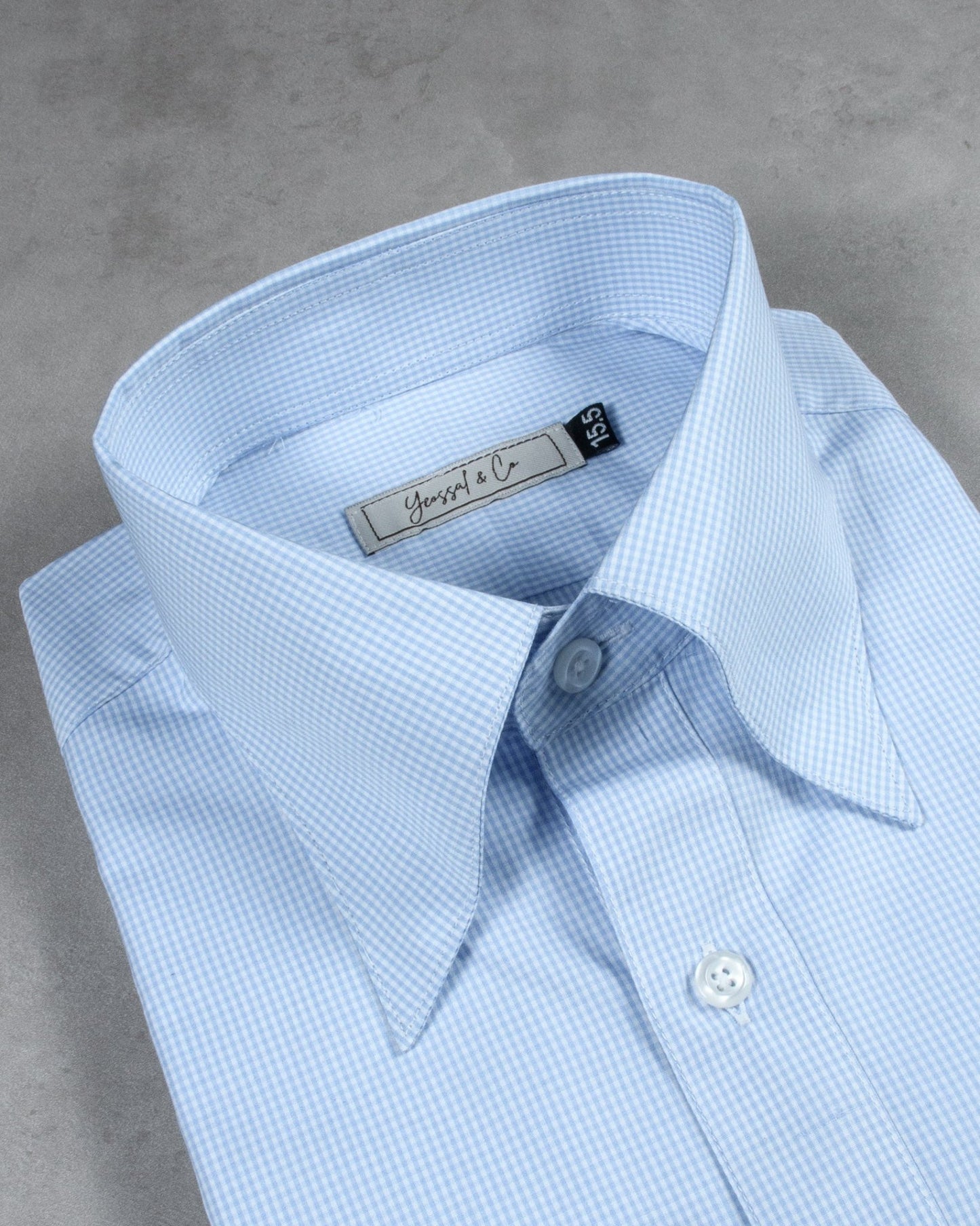 Light Blue Gingham Button Down Cotton Shirt - Yeossal & Co