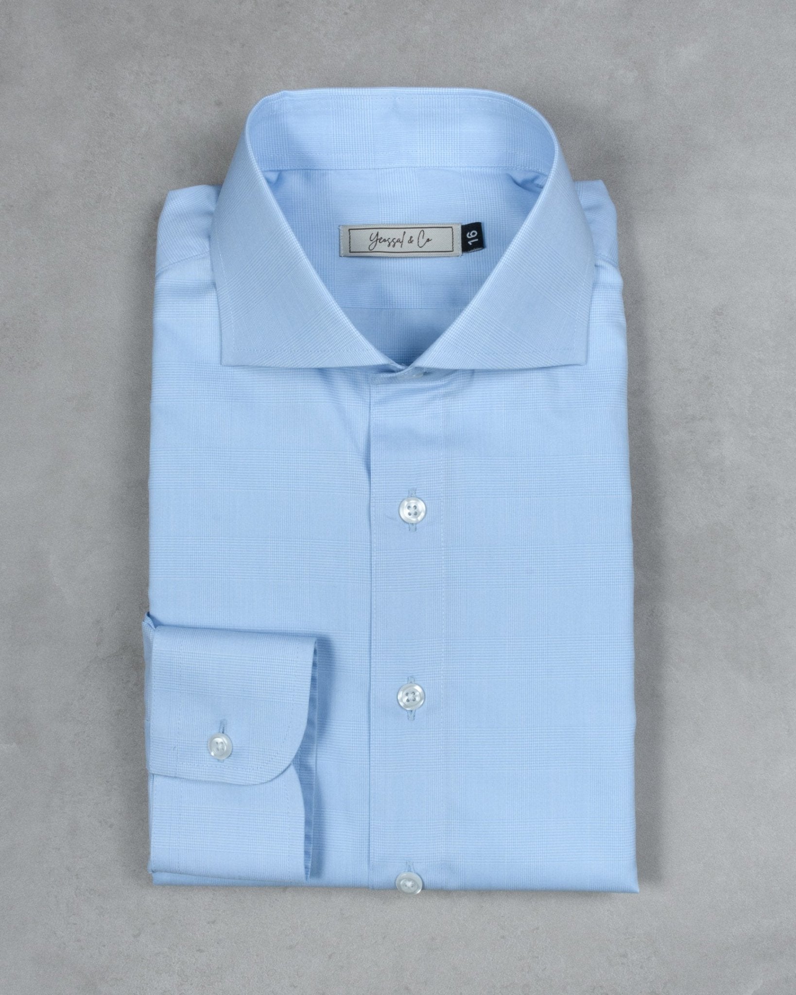 Light Blue Plaid Cotton Shirt - Yeossal & Co