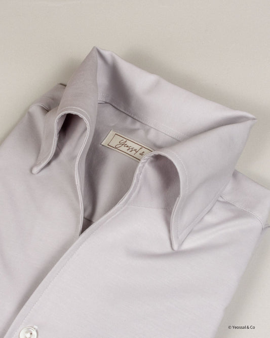Light Grey Stretchy Plain Cotton Shirt MGA0948 - Yeossal & Co
