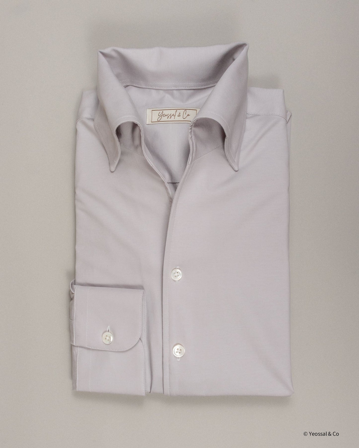 Light Grey Stretchy Plain Cotton Shirt MGA0948 - Yeossal & Co