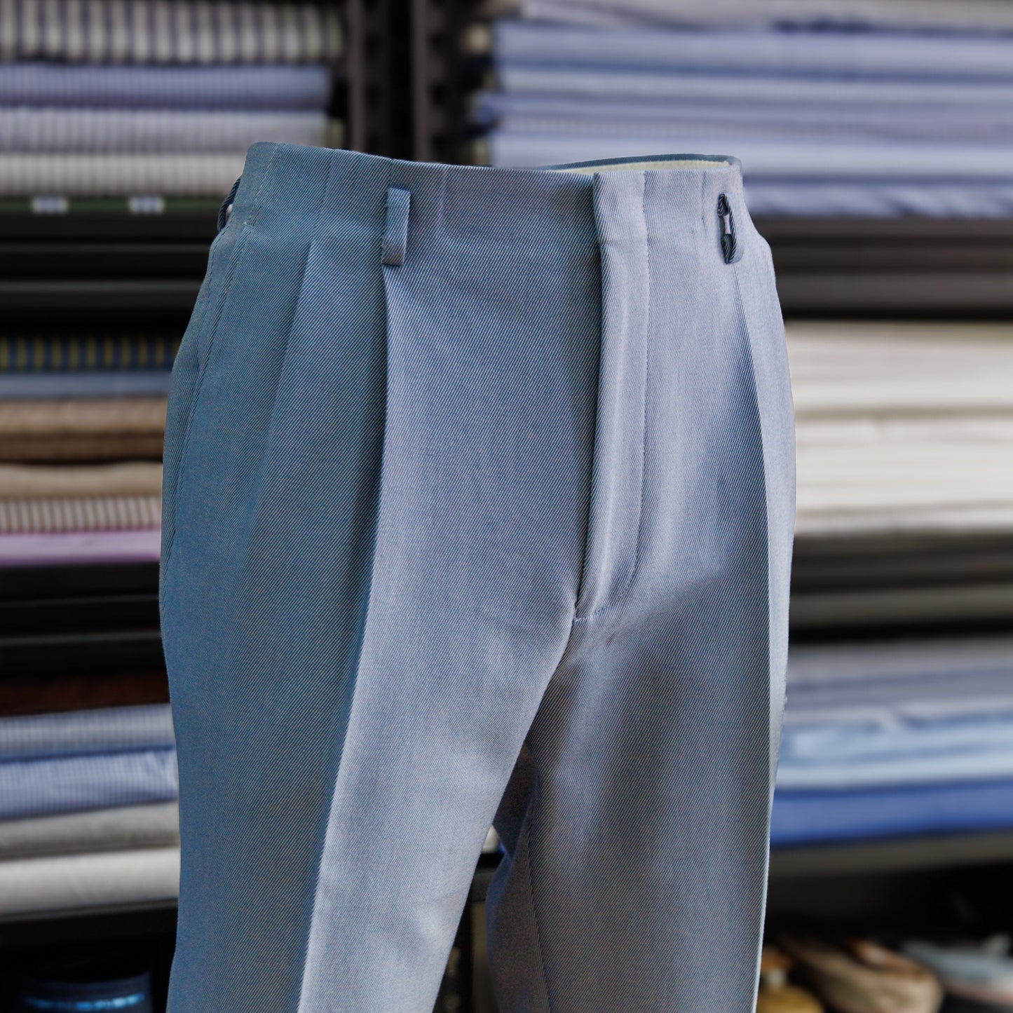 Malcolm Light Blue Twill Cotton Trousers MTC0839 - Yeossal & Co