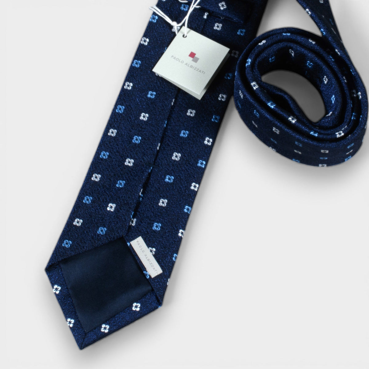 Navy Silk Tie with Micro Floral Pattern – Yeossal