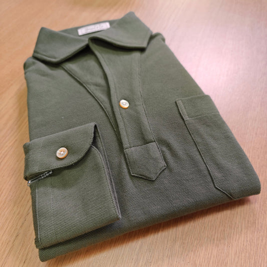 Military Green Stretch - Cotton Long Sleeves Shirt - SS112 - Yeossal & Co