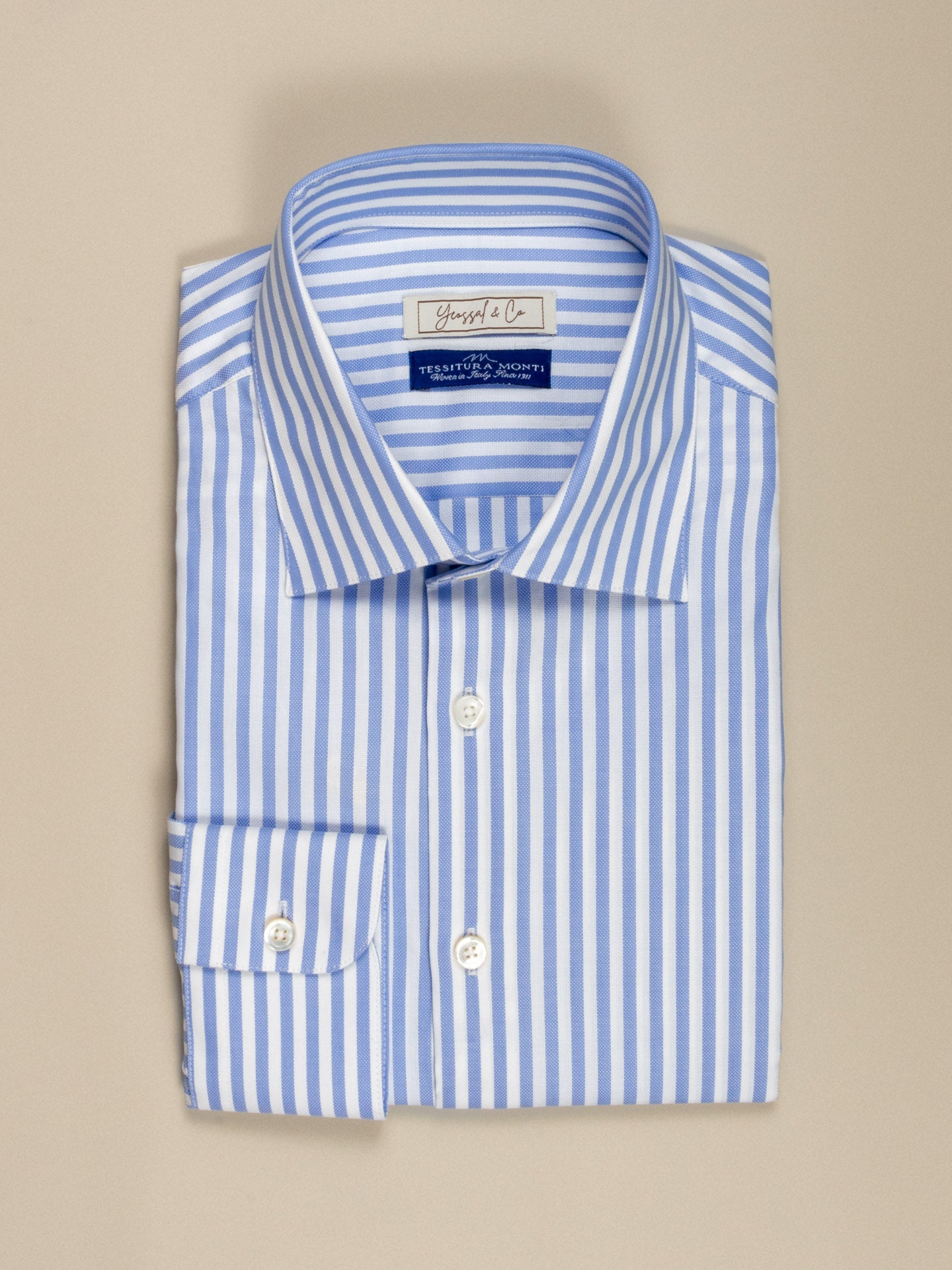 Monti Blue/White Stripes Oxford Cotton Shirt MFC0534 - Yeossal & Co