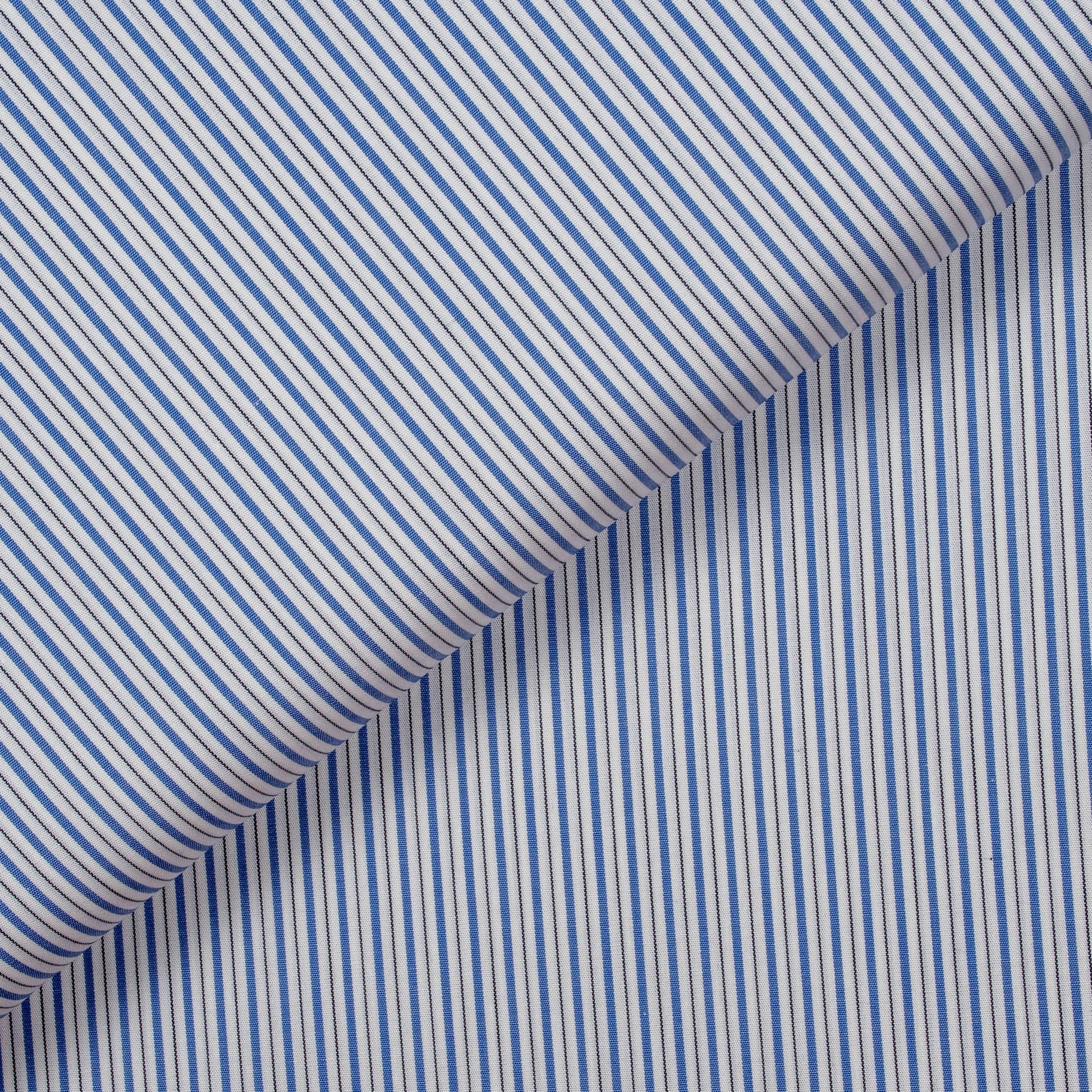 Monti Double Stripe Blue/Black Cotton Shirt - Yeossal & Co