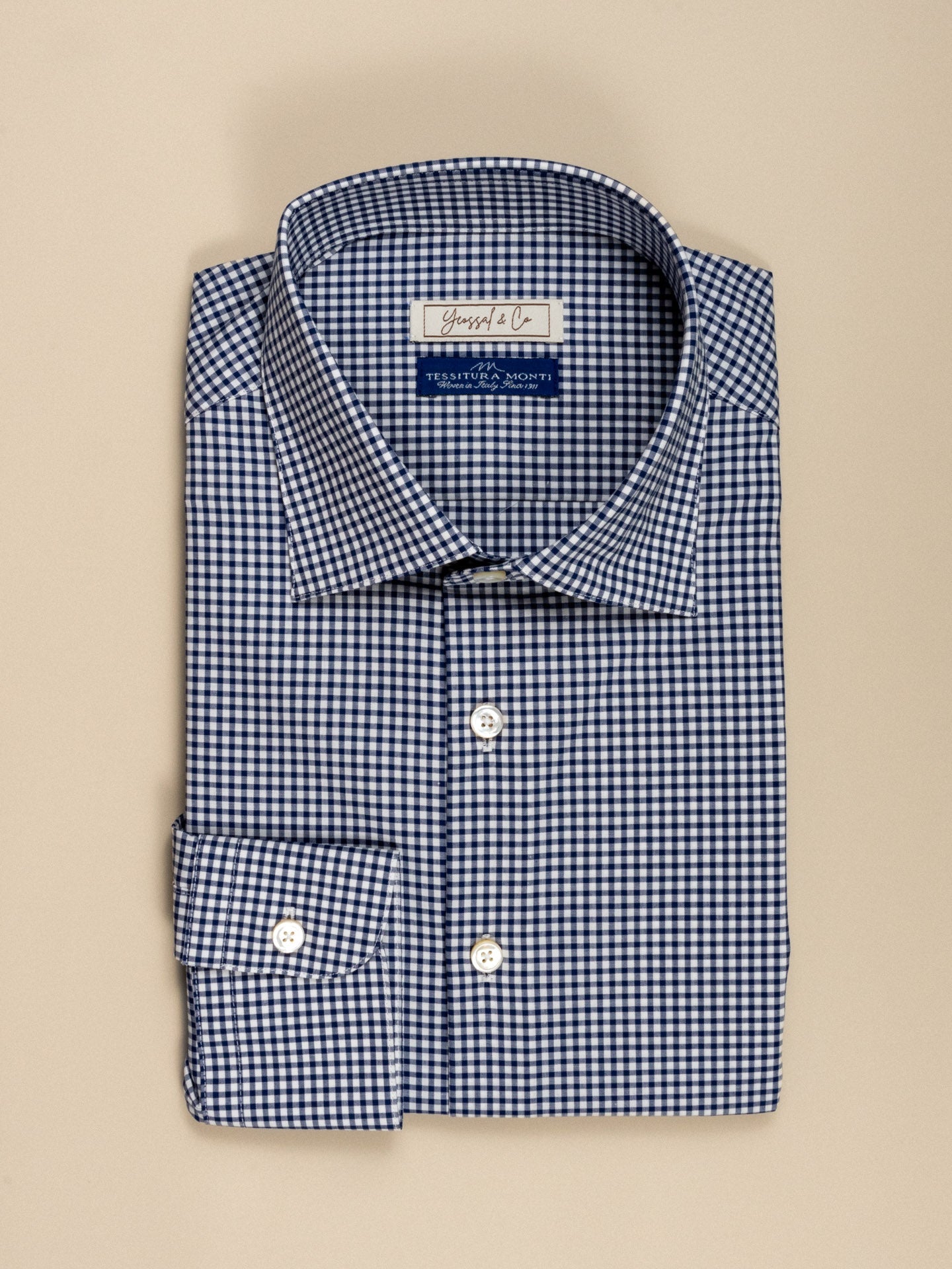 Monti Navy Gingham Cotton Shirt MFC0204 - Yeossal & Co