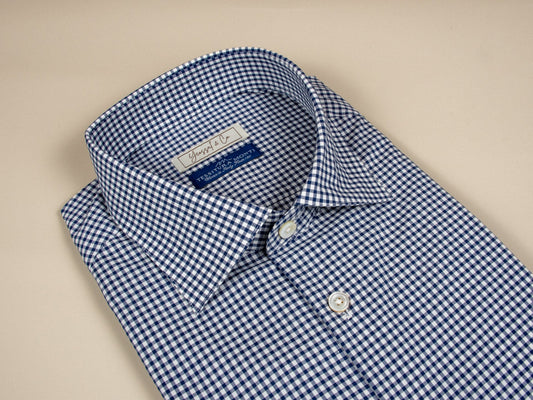Monti Navy Gingham Cotton Shirt MFC0204 - Yeossal & Co