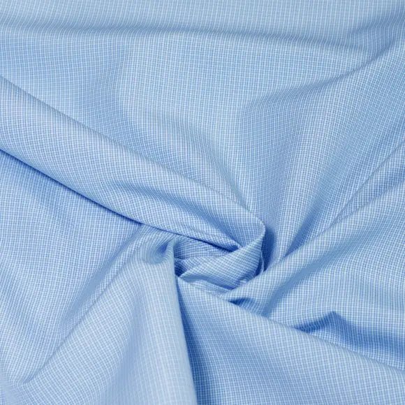 Organic Supraluxe Medium Blue Poplin Check 1 Custom Shirt 7753.9318.400 - Yeossal