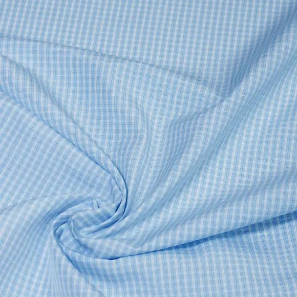 Organic Supraluxe Medium Blue Poplin Check 2 Custom Shirt 7753.9320.400 - Yeossal