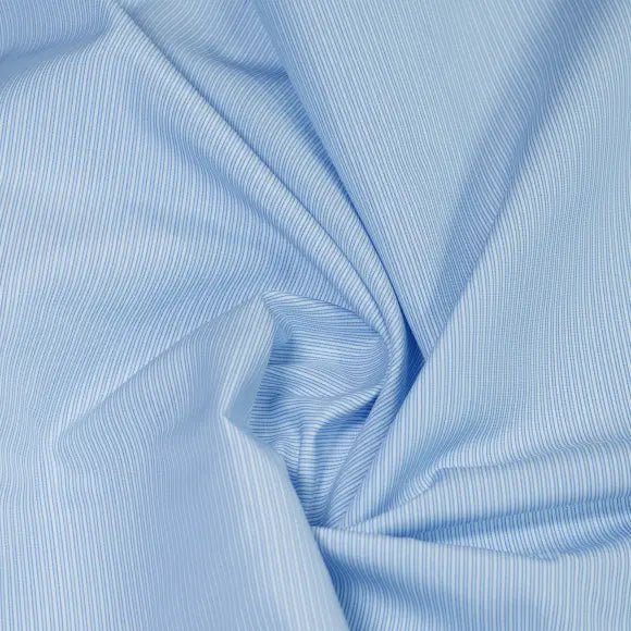 Organic Supraluxe Medium Blue Poplin Stripes 1 Custom Shirt 7753.9317.400 - Yeossal