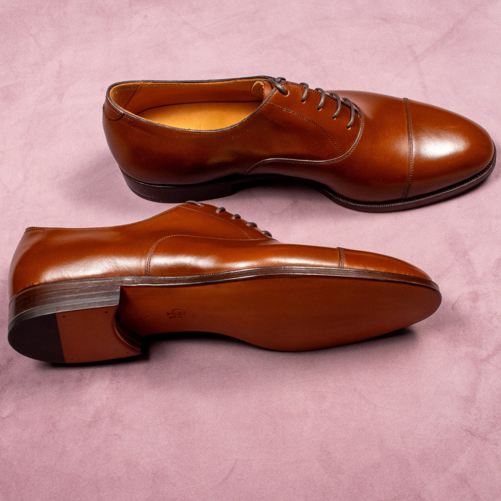Oriental Harnett Chestnut Box Calf Leather Oxford Shoes - UK 9.5 - Yeossal & Co