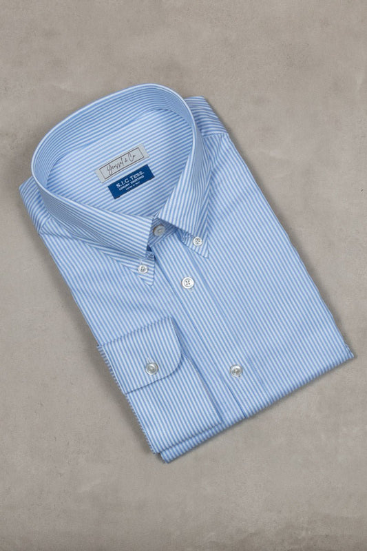 Oxford 120 Blue Stripes Cotton Shirt MFC0535 - Yeossal & Co