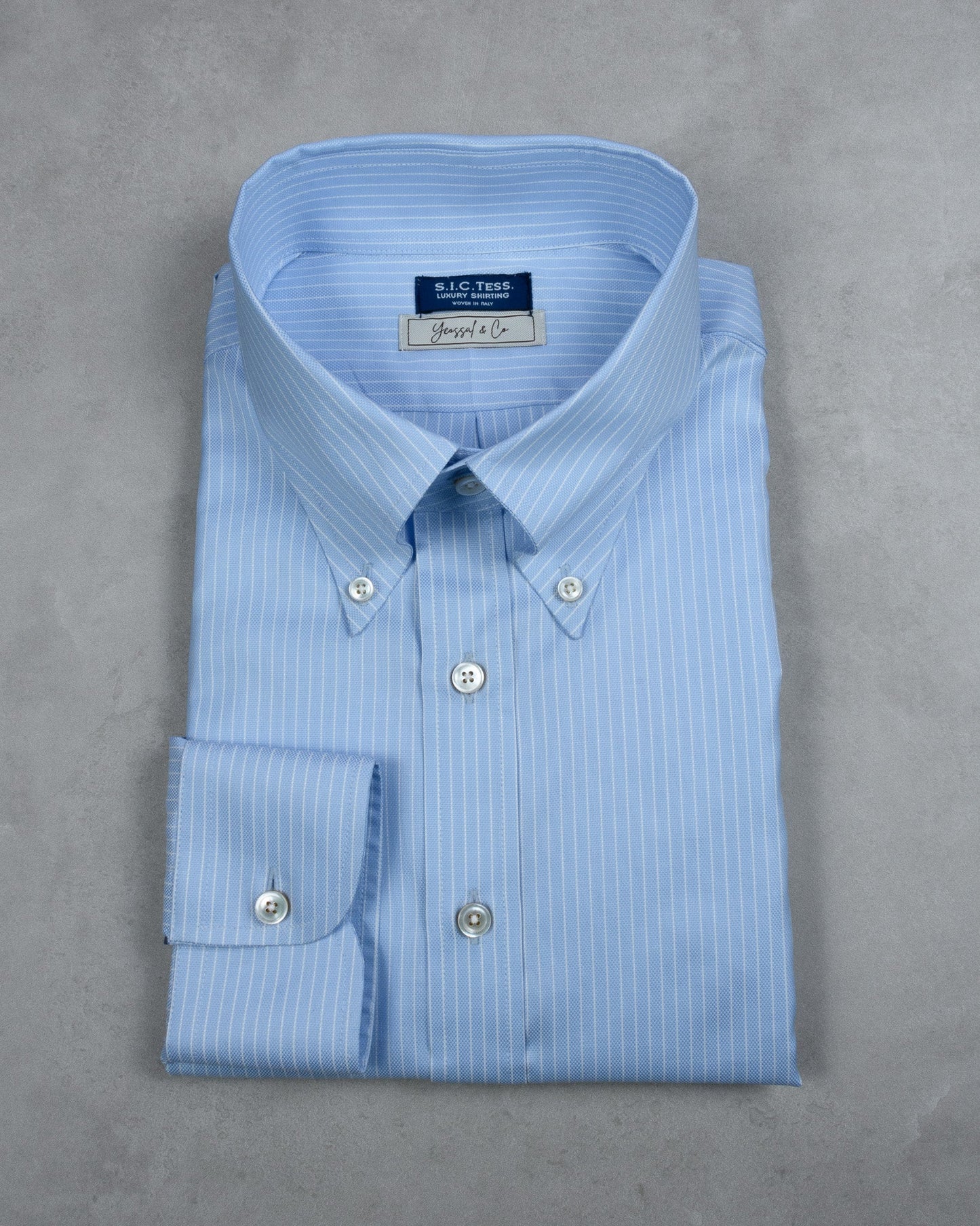 Oxford 120 Blue/White Thin Stripes Cotton Shirt - Yeossal & Co