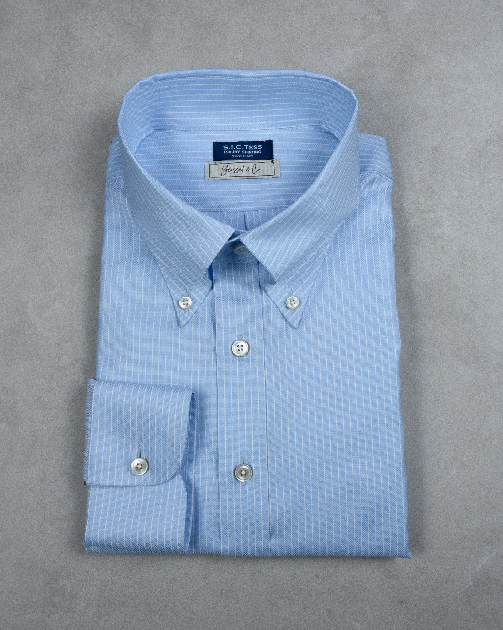 Oxford 120 Blue/White Thin Stripes Cotton Shirt - Yeossal & Co