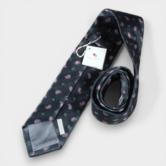 Paisley Print Silk Tie - Grey - Yeossal & Co