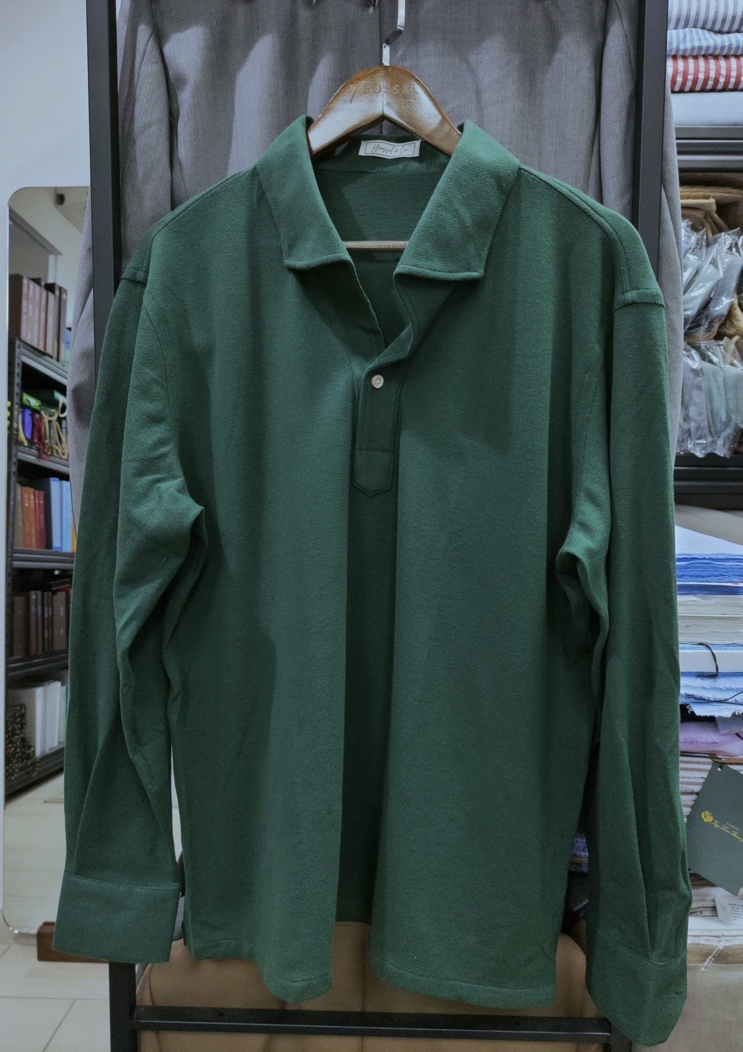 Racing Green Stretch - Cotton Long Sleeves Shirt - SS089 - Yeossal & Co