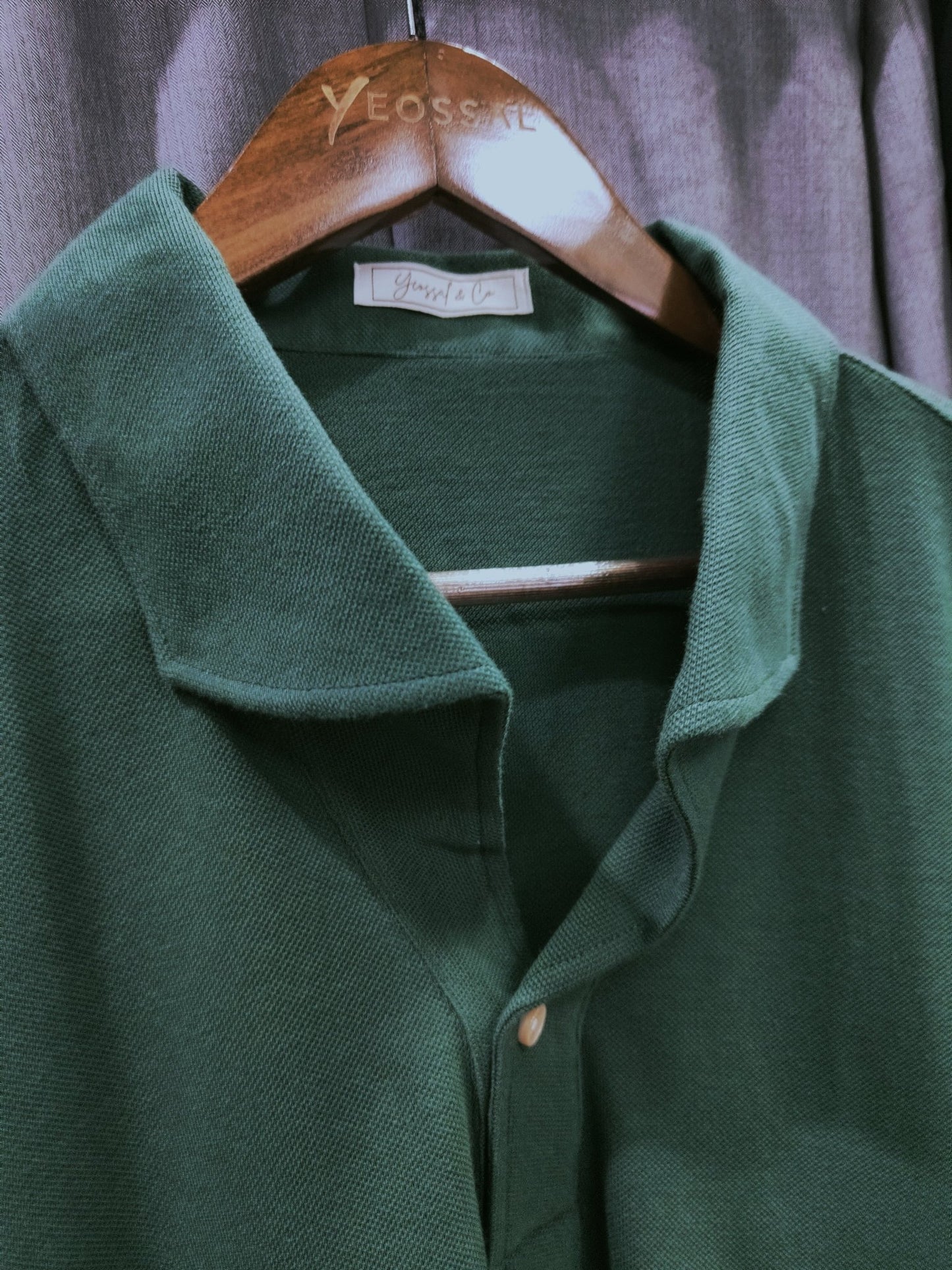 Racing Green Stretch - Cotton Long Sleeves Shirt - SS089 - Yeossal & Co