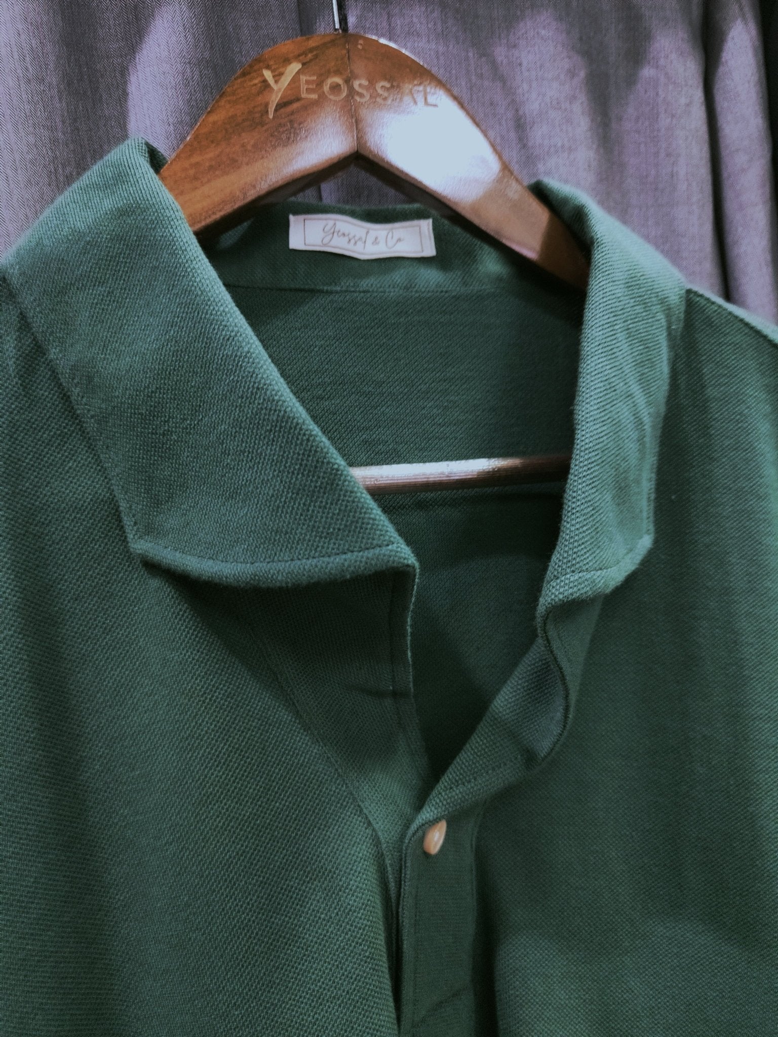 Racing Green Stretch - Cotton Long Sleeves Shirt - SS089 - Yeossal & Co