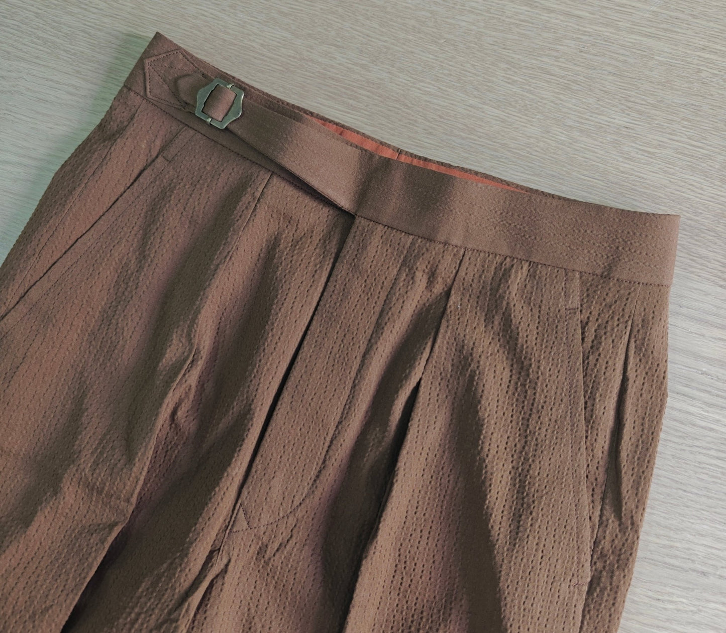 [Sample] Italian Seersucker Tobacco Trousers - ST127 - Yeossal & Co