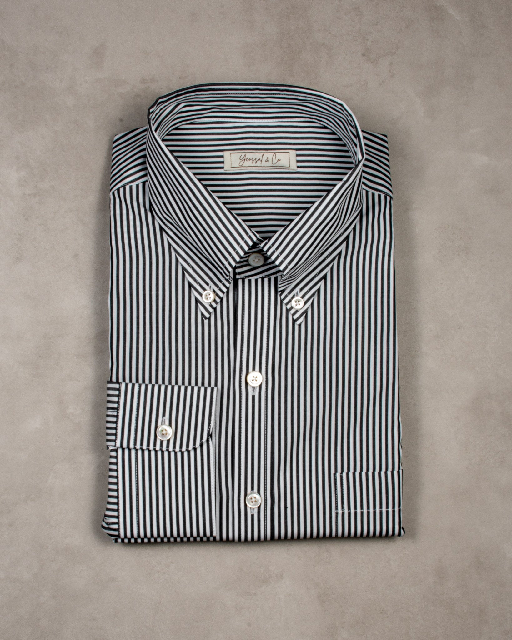 San Francisco Dark Green Stripe Poplin Cotton Shirt MSC0761 - Yeossal & Co