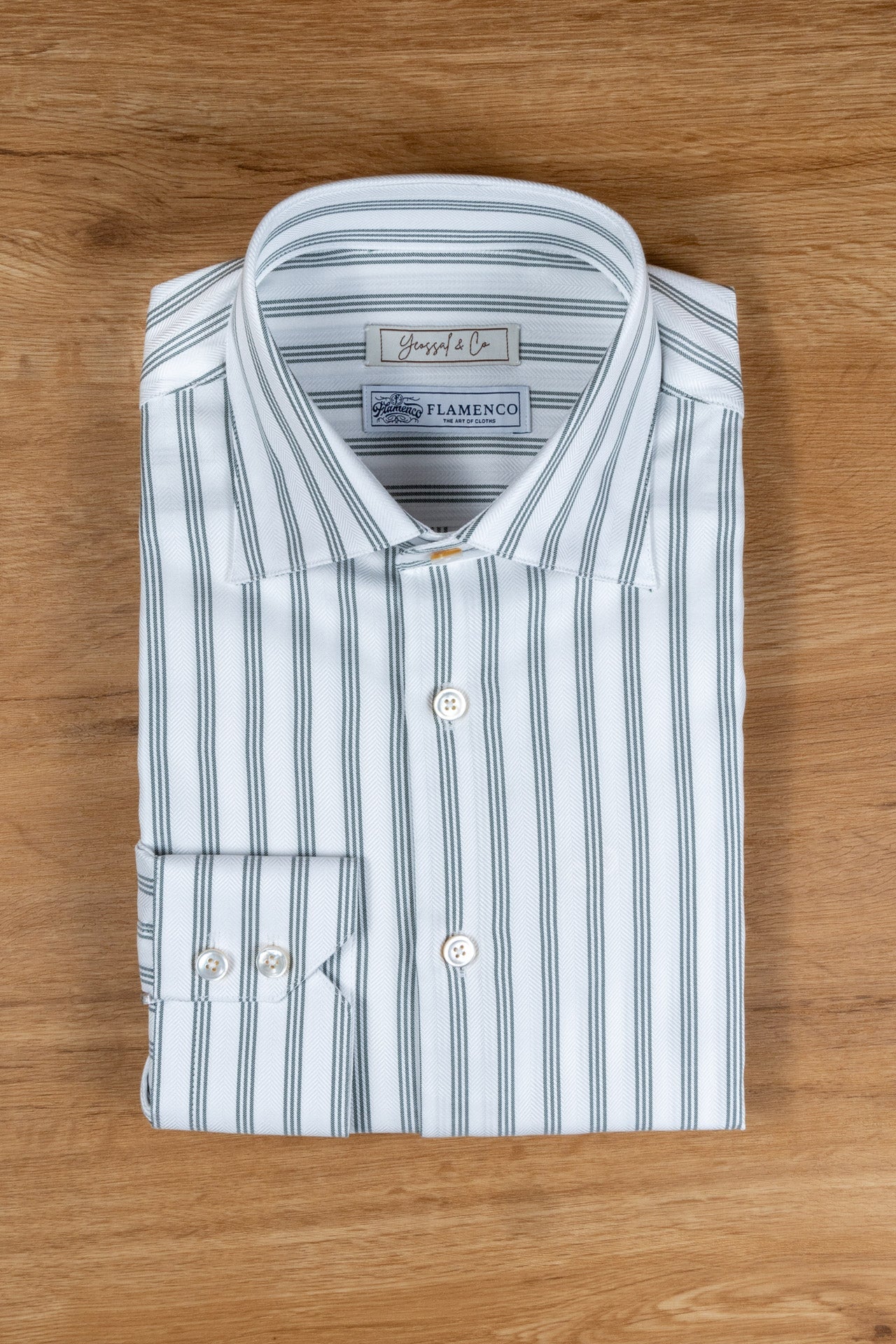 Sea Green Stripes MGC1480 Custom Cotton Shirt - Yeossal & Co