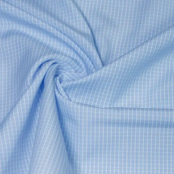 Sea Island Medium Blue Poplin Check 2 Custom Shirt 7089.9328.400 - Yeossal