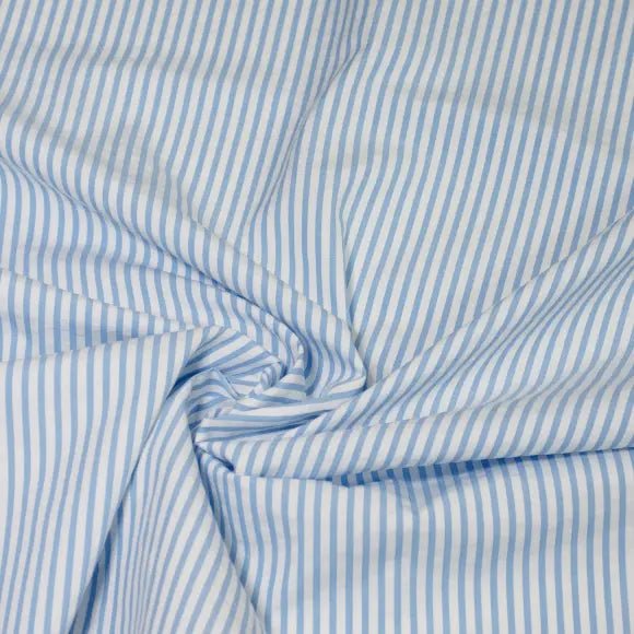Seerluxe Medium Blue Seersucker Stripes Structured 2 Custom Shirt 7515.8940.401 - Yeossal