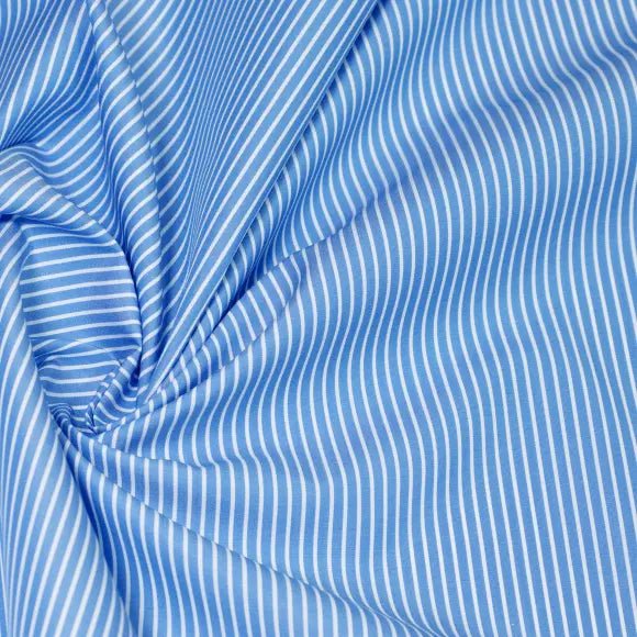 Silvano Medium Blue Poplin Stripes 1 Custom Shirt 7059.4704.402 - Yeossal