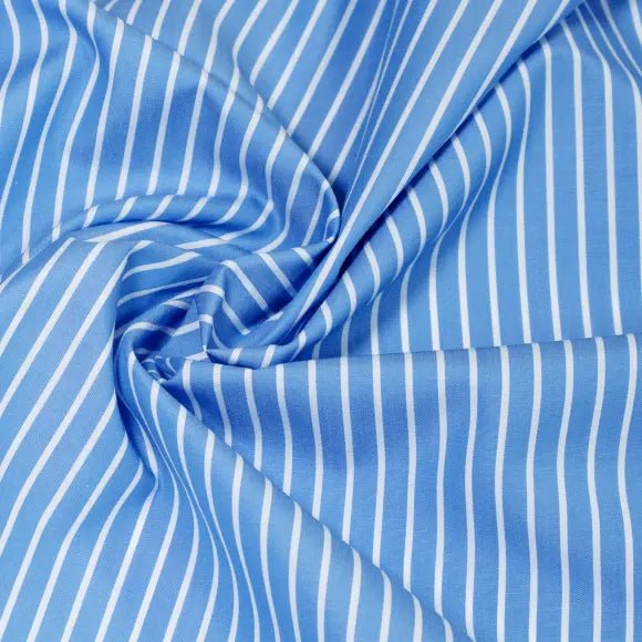 Silvano Medium Blue Poplin Stripes 2 Custom Shirt 7059.7370.400 - Yeossal