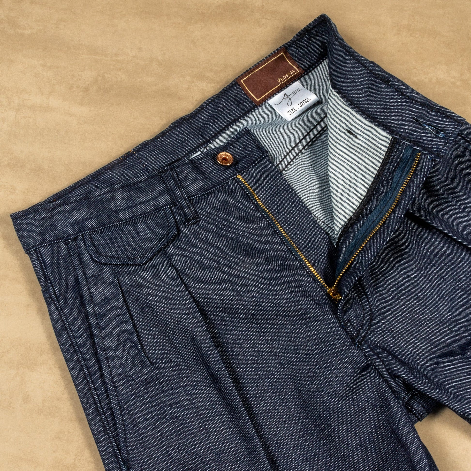 Soft Fluffy Pleated Selvedge Denim Jeans - Yeossal & Co