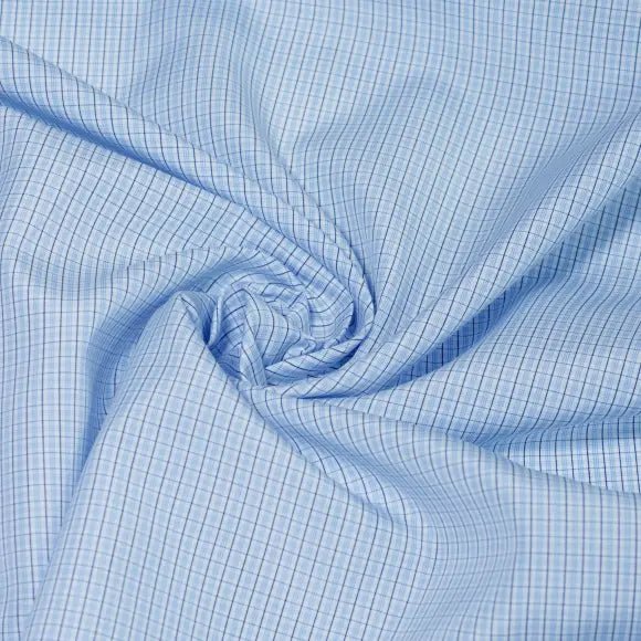 Soyella Duecento Light Blue Poplin Check 2 Custom Shirt 7079.7408.400 - Yeossal