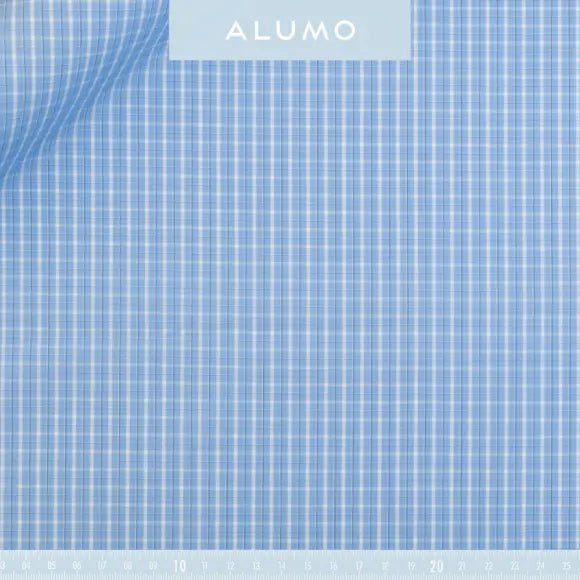 Superior Medium Blue Poplin Check 1 Custom Shirt 7052.9306.440 - Yeossal