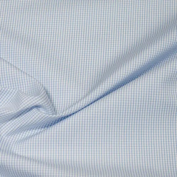 Supraluxe Light Blue Poplin Check 1 Custom Shirt 7054.3023.256 - Yeossal