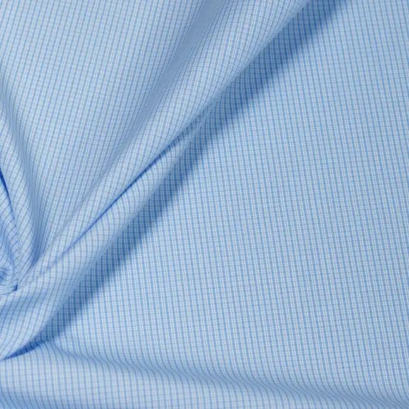 Supraluxe Light Blue Poplin Check 2 Custom Shirt 7054.9153.400 - Yeossal