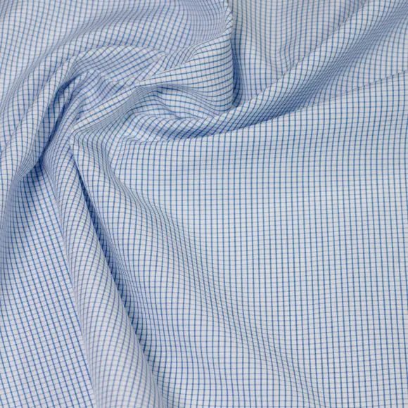 Supraluxe Medium Blue Poplin Check 1 Custom Shirt 7054.3023.260 - Yeossal