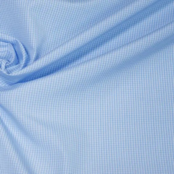 Supraluxe Medium Blue Poplin Check 2 Custom Shirt 7054.9269.400 - Yeossal