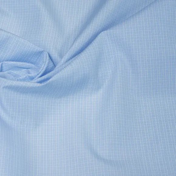 Supraluxe Medium Blue Poplin Check 3 Custom Shirt 7054.9271.400 - Yeossal