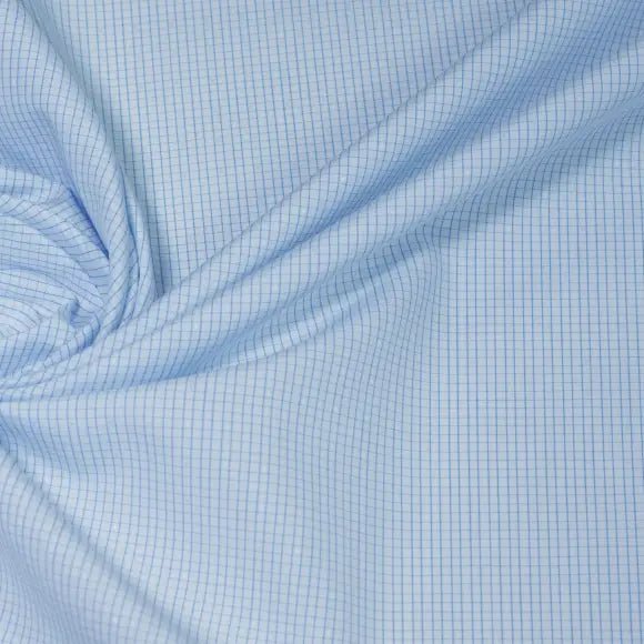 Supraluxe Premio Medium Blue Dobby/Structured Check 1 Custom Shirt 7054.9299.400 - Yeossal