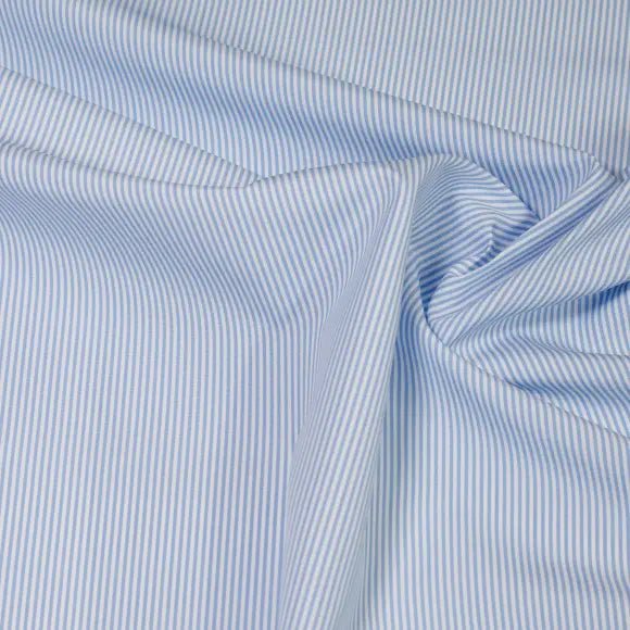Supraluxe Voyage Medium Blue Poplin Stripes Custom Shirt 7514.3411.256 - Yeossal