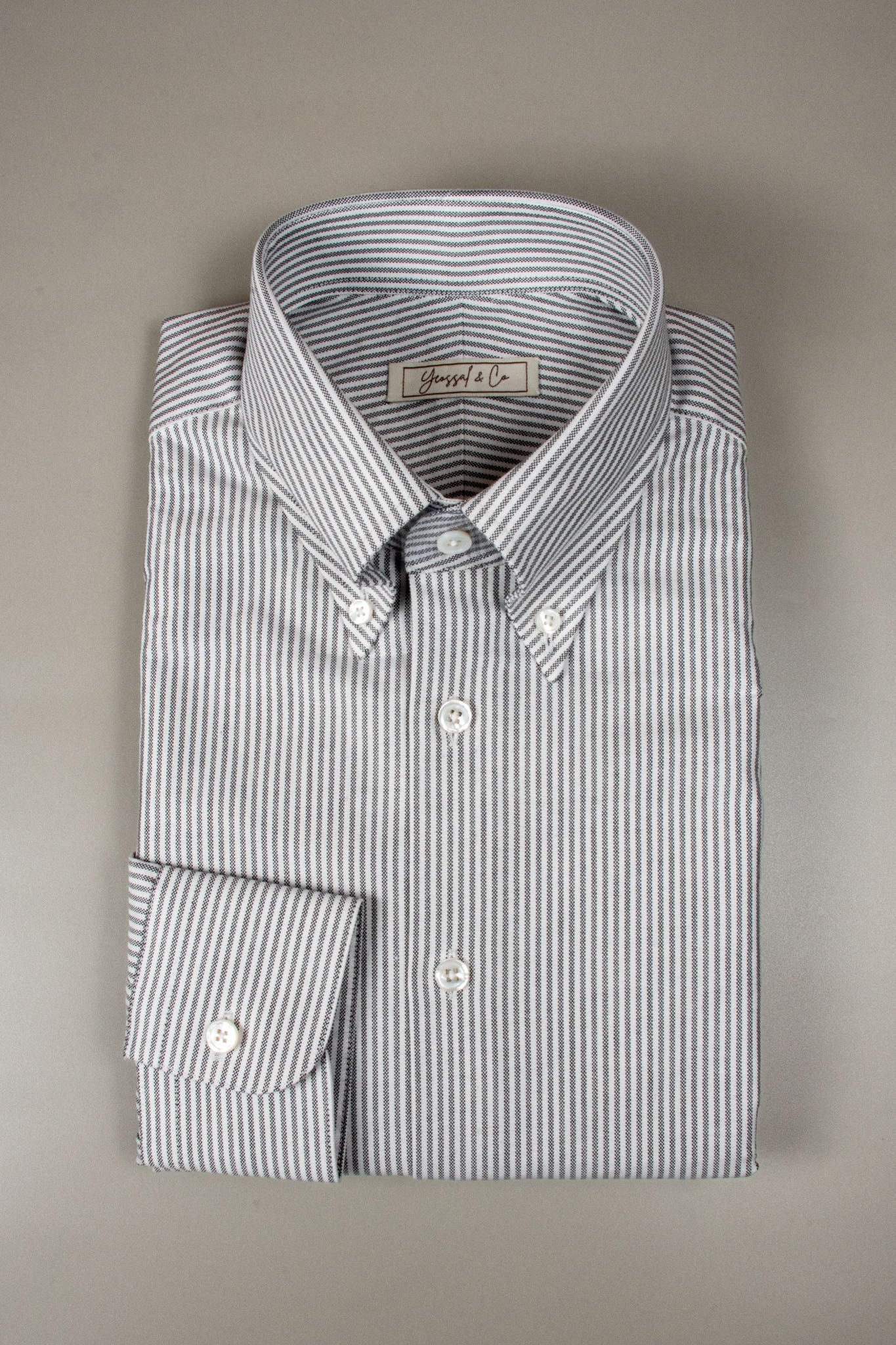 Thomas Mason Grey Stripes American Oxford Cotton Shirt MSC1743 - Yeossal & Co
