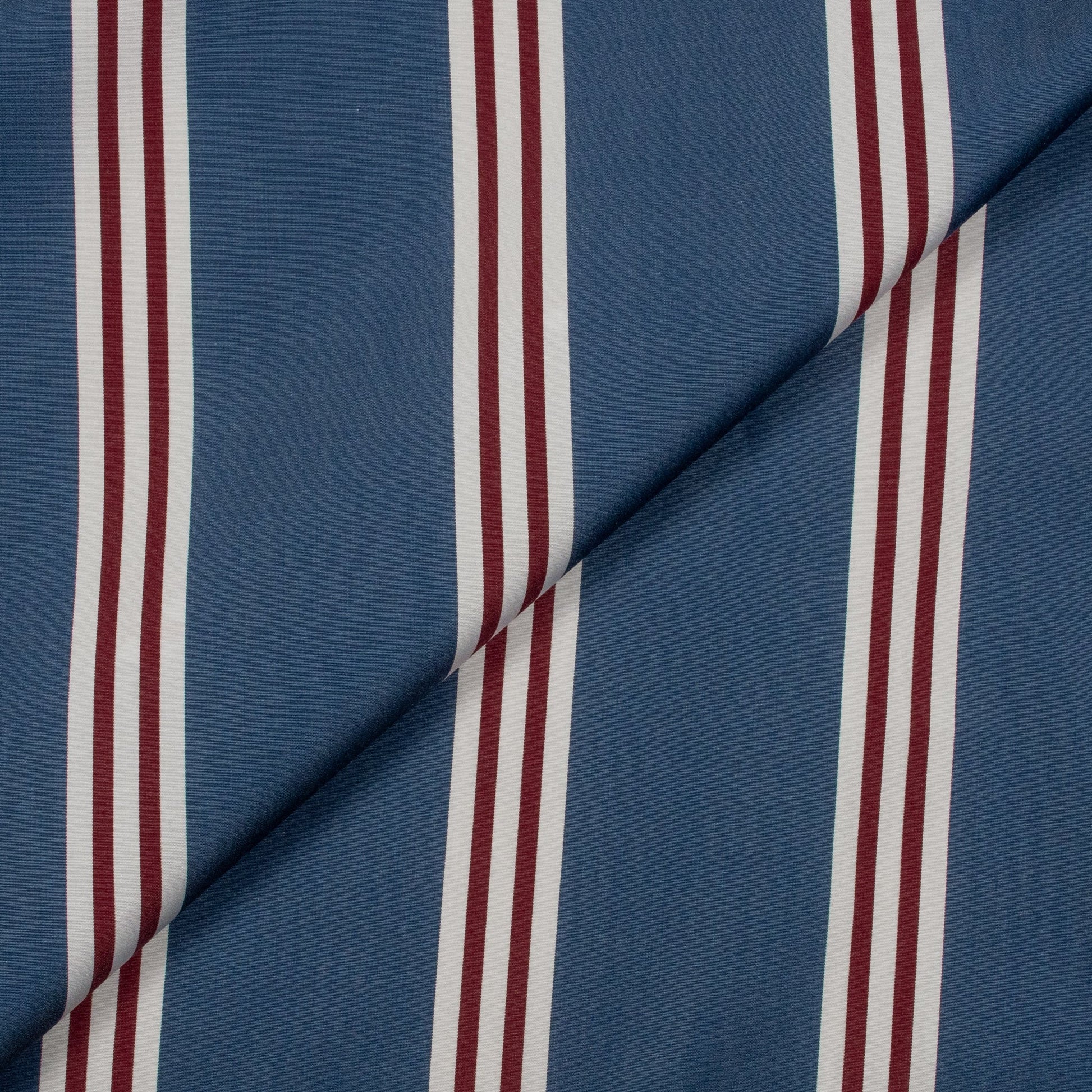 Thomas Mason Regent Swim Blue/White/Red Stripes Cotton Shirt MFC0475 - Yeossal & Co