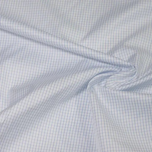 Twill Soprano Voyage Light Blue Twill Check Custom Shirt 7523.7971.256 - Yeossal