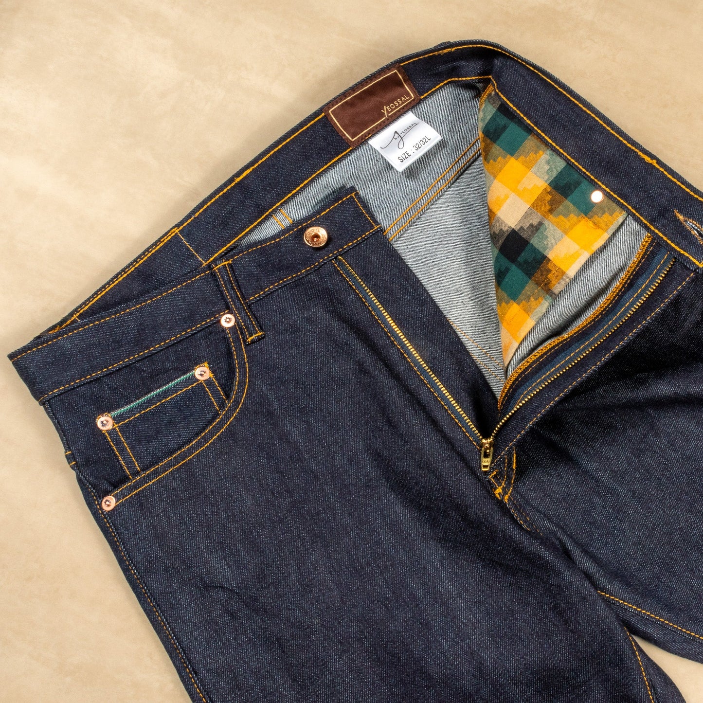 Two - tone Stretch Workman Selvedge Jeans - Yeossal & Co