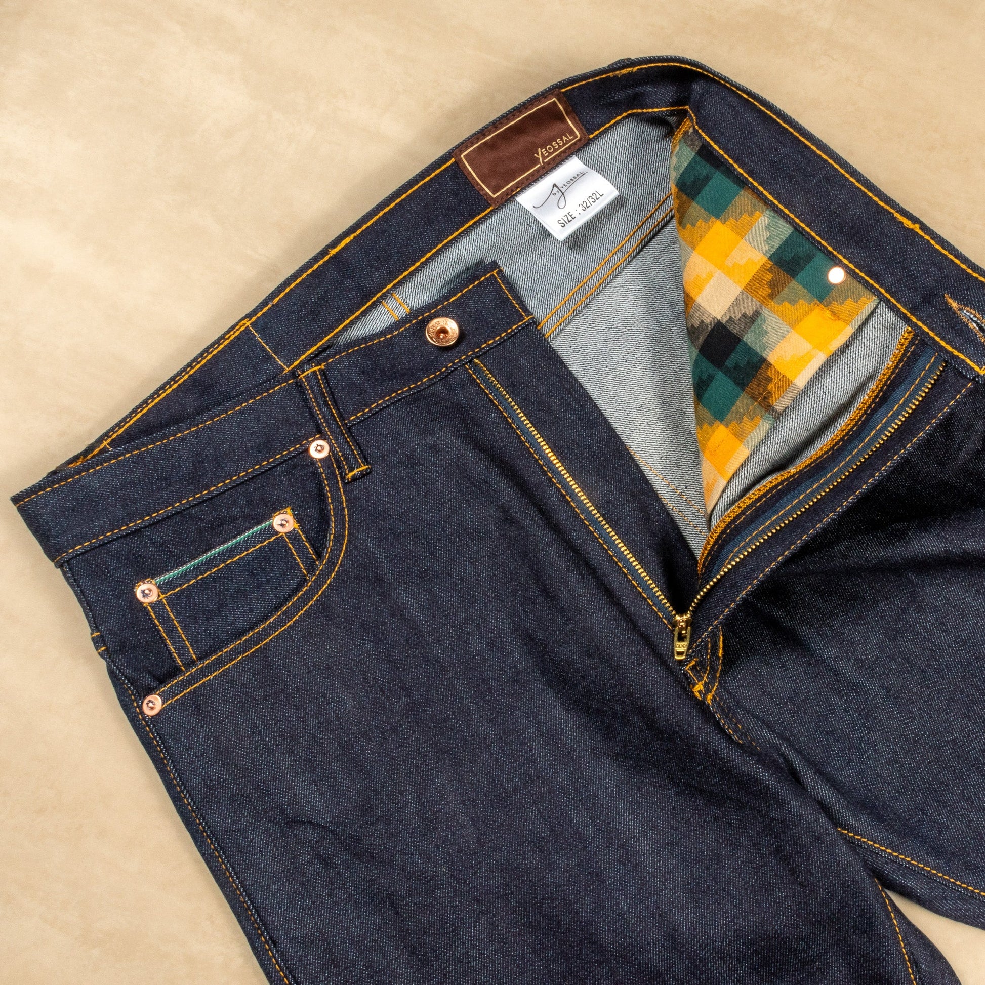 Two - tone Stretch Workman Selvedge Jeans - Yeossal & Co