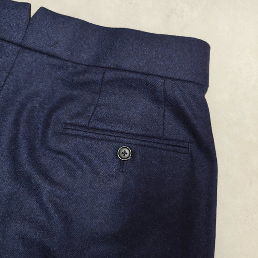 VBC Navy Melange Flannel Trousers - ST145 - Yeossal & Co