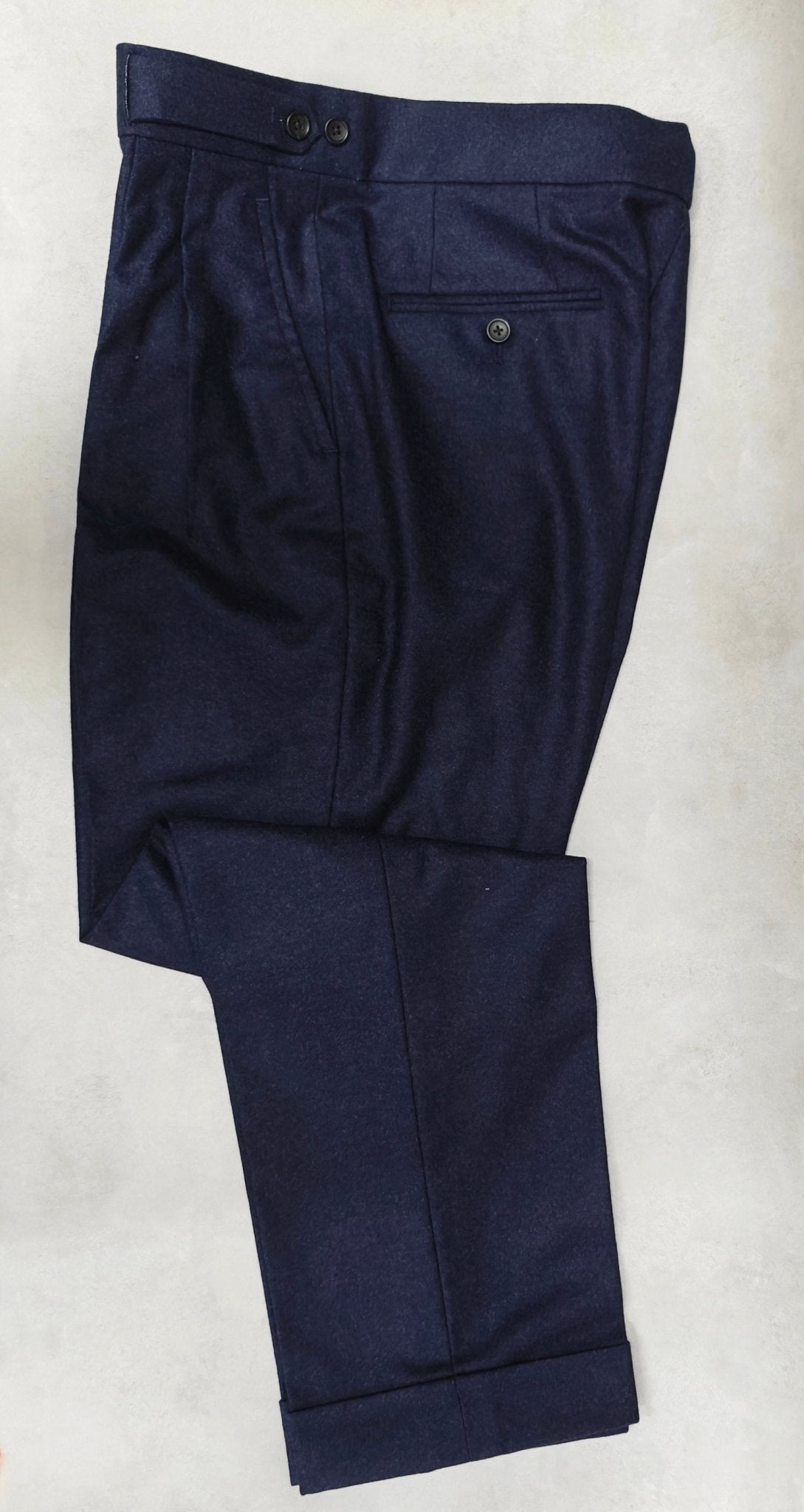 VBC Navy Melange Flannel Trousers - ST145 - Yeossal & Co