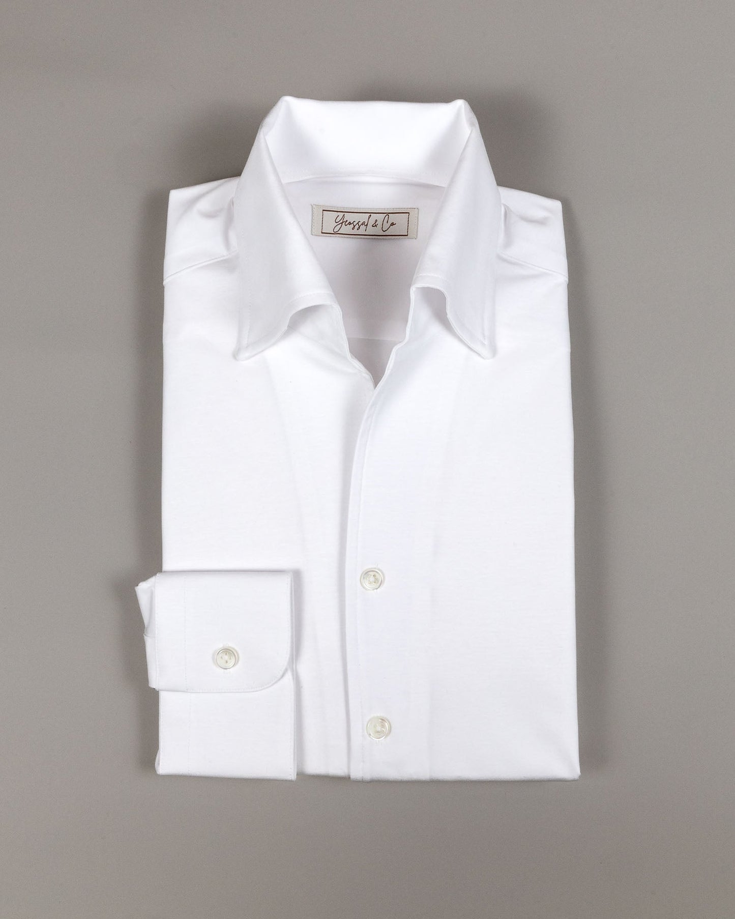 White Stretchy Plain Cotton Shirt MGA0947 - Yeossal & Co