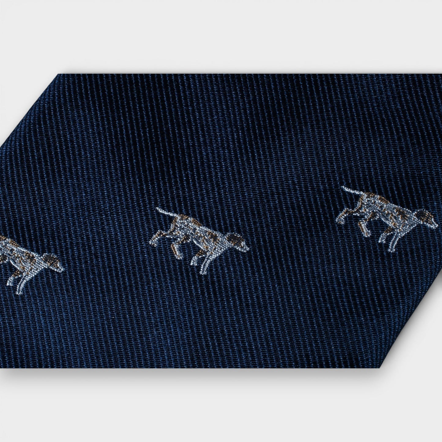 Woven Dogs Motif Twill Silk Tie - Navy Blue - Yeossal & Co
