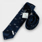 Woven Dogs Motif Twill Silk Tie - Navy Blue - Yeossal & Co