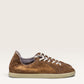 Yeossal tobacco brown suede GAT sneakers with cream laces and rubber sole. Low-profile, vintage-inspired design.